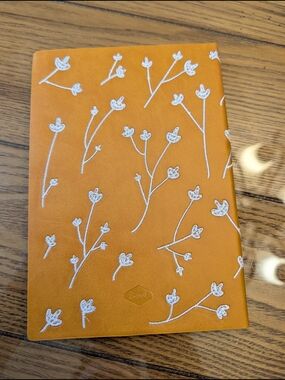 Denik  Mustard Yellow Floral Embroidered Journal 5.75in X 8.25in New